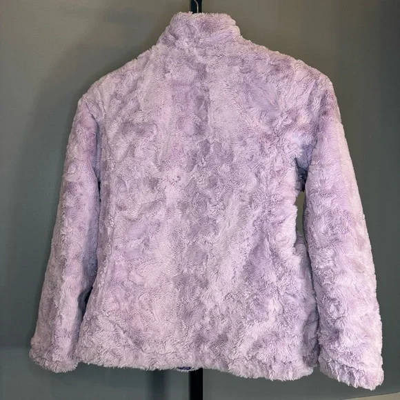 The North Face Girls Reversible Jacket Purple Puffer Fleece Coat Size L (14/16) - Picture 15 of 16